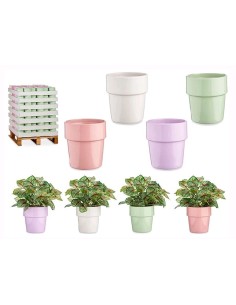 MACETA CERAMICA CONICA APILABLE SURT 4 COL CLAROS