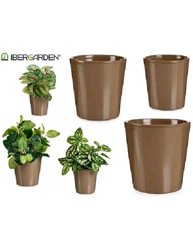 JGO 3 MACETAS CERAMICA CONICA 11-14-17CM TAUPE