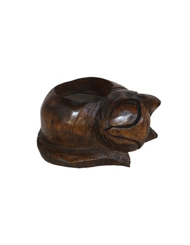 PORTAVELA GATO MADERA 8CM