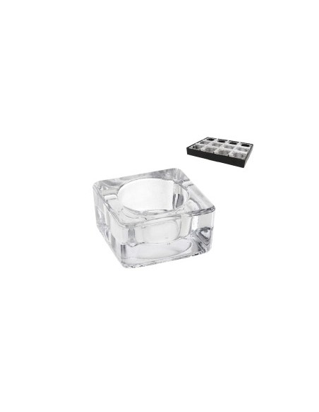 PORTAVELAS CRISTAL CUA. VENECIA  6X6X3CM