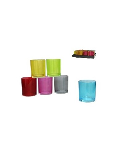 PORTAVELAS CRISTAL RED. LINARES 8X9CM 6 SURT