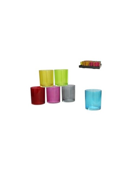 PORTAVELAS CRISTAL RED. LINARES 8X9CM 6 SURT