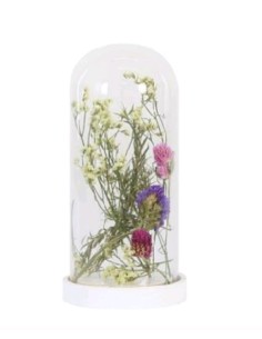DOME WITH FLOWERS GLASS 10X10X22.5CM