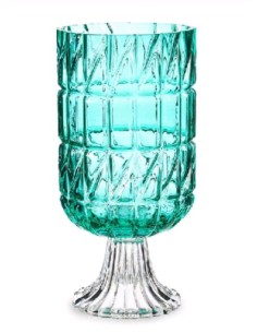 JARRON CRISTAL TALLADO TURQUESA 13X26,5CM