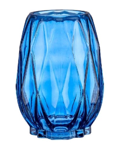 JARRON TALLADO ROMBO AZUL 13,5X19CM