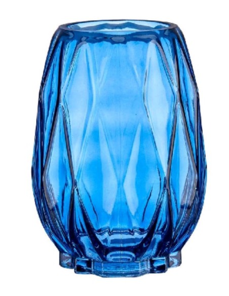JARRON TALLADO ROMBO AZUL 13,5X19CM