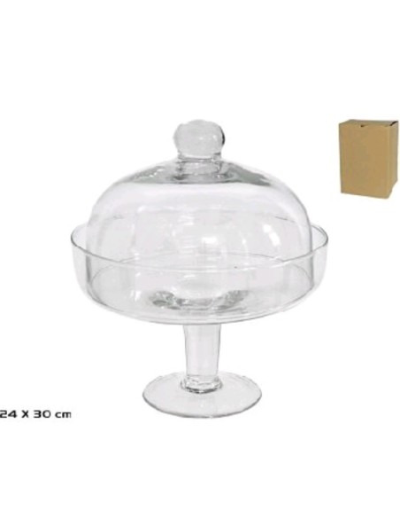 BANDEJA REPOSTERIA CON PIE 24X30 C/TAPA