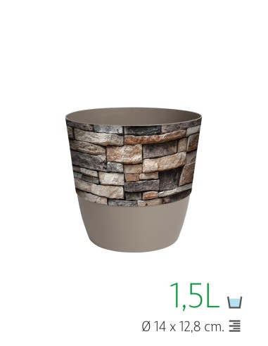 MACETA SATURNO REDONDA 14CM IML PIEDRA