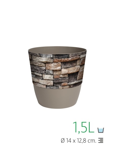 MACETA SATURNO REDONDA 14CM IML PIEDRA