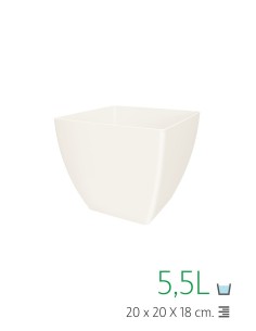 MACETA CUADRADA 20CM BLANCO ROTO