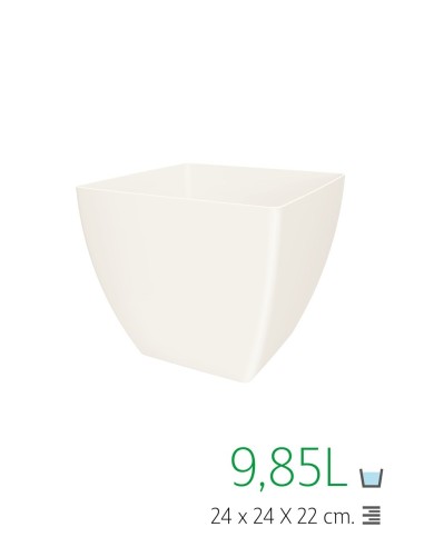 MACETA CUADRADA 24CM BLANCO ROTO