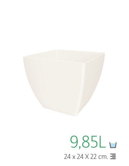 MACETA CUADRADA 24CM BLANCO ROTO