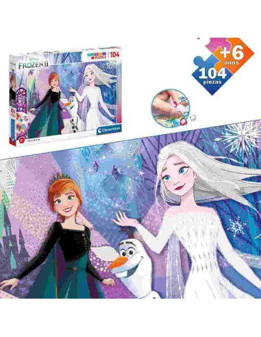 PUZZLE 104 PCS CON PEGATINA FROZEN II