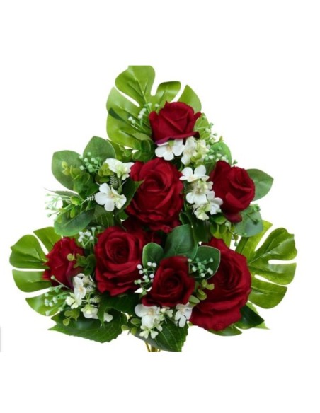 CONJUNTO ROSAS-CAPULLOS X8-54CM (ROJO)