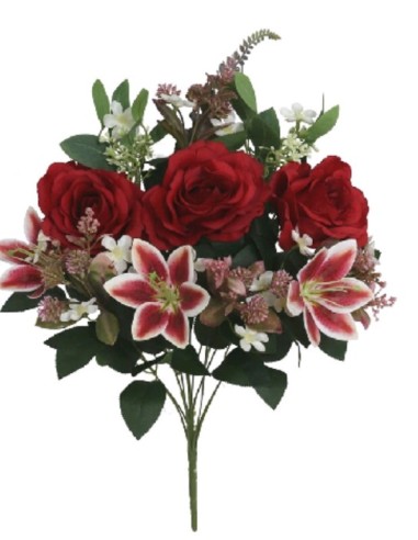 RAMO ROSAS-LILIUM X 12 54CM (ROJO