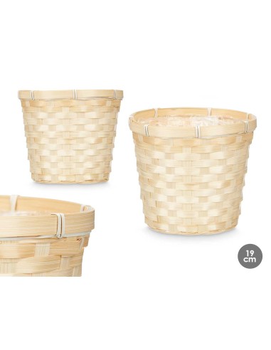 CUBRE MACETAS REDONDO BAMBU TRENZADO 19CM