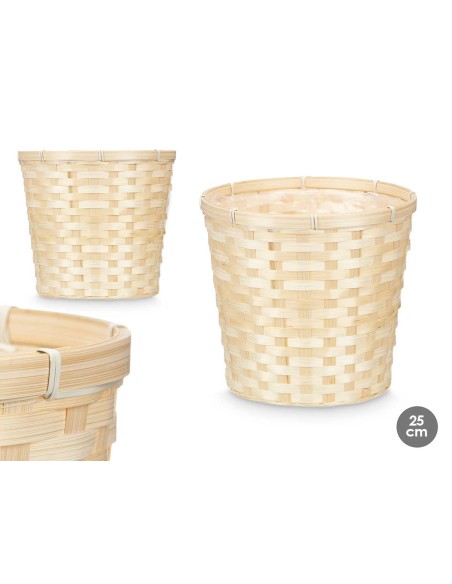 CUBRE MACETAS REDONDO BAMBU TRENZADO 25CM