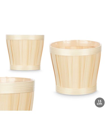 CUBRE MACETAS REDONDO BAMBU 15CM
