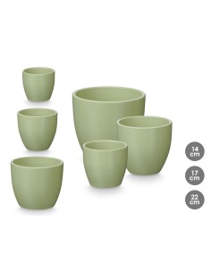 SET 3 MACETAS ABOMBADA 14 17 22CM MENTA MATE