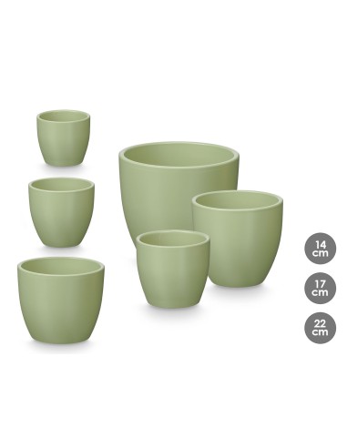 SET 3 MACETAS ABOMBADA 14 17 22CM MENTA MATE