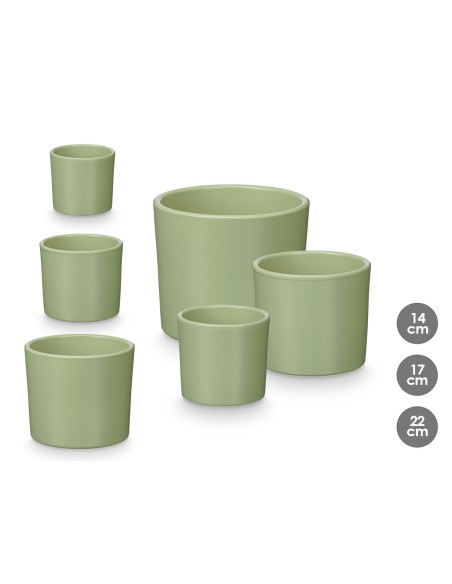 SET 3 MACETAS CILINDRO 14 17 22CM MENTA MATE