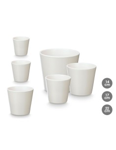 SET 3 MACETAS CONICA 14 17 22CM BLANCA MATE