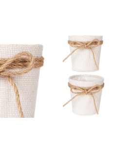 MACETERO TELA CON LAZO 10X10CM BLANCO