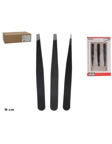 SET 3 PINZAS DEPILAR 9,5 CM