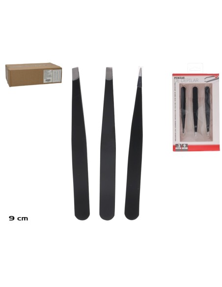 SET 3 PINZAS DEPILAR 9,5 CM
