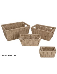 SET 3 CESTAS ALONE MARRON 34X23X17CM