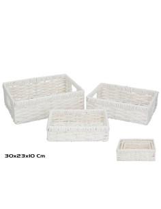 SET 3 CESTAS ALONE BLANCA 30X23X10CM