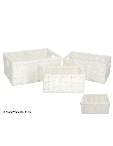 SET 3 CESTAS ALONE BLANCA 35X25X16CM