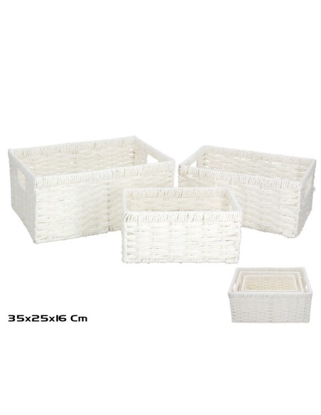 SET 3 CESTAS ALONE BLANCA 35X25X16CM