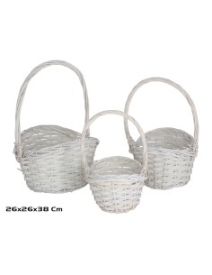 SET 3 CESTOS ALUKA 26X26X38 CM  BLANXA