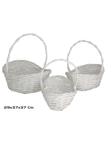 SET 3 CESTOS ALUKA 37X29X37CM BLANCO
