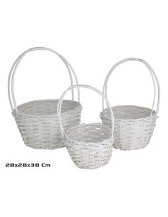 SET 3 CESTAS ALUKA 28X28X38CM BLANCA