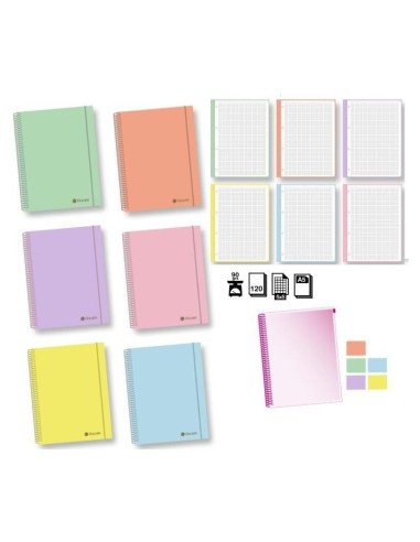 CUADERNO PASTEL SOFT A5 120H 90GRS MICROPERF