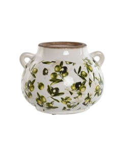JARRON GRES 21X20X16 OLIVAS VERDE