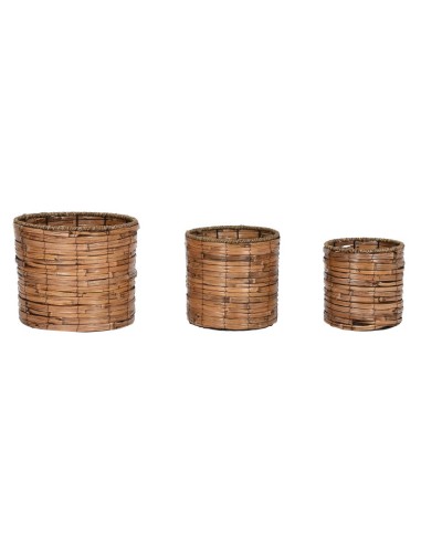 MACETERO SET 3 RATAN METAL 31X31X27 NATURAL MARRON
