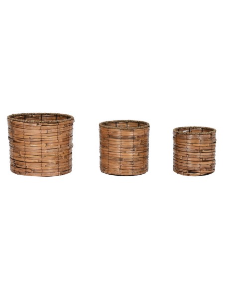MACETERO SET 3 RATAN METAL 31X31X27 NATURAL MARRON