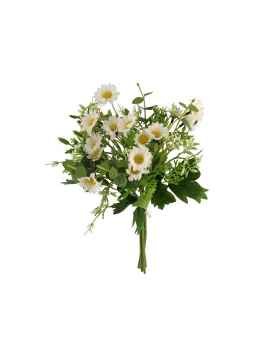 RAMO ATADO MARGARITAS X 5-33CM BLANCO