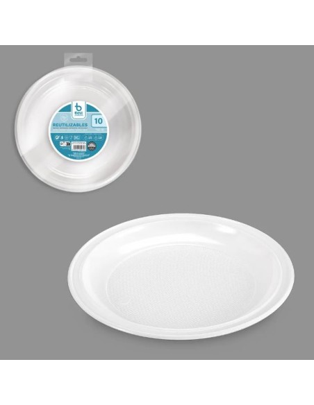S/10 PLATO REUT. BLANCO LLANO 20,5 CM