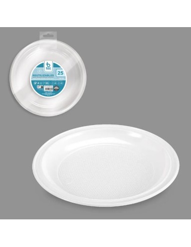 S/25 PLATO 22CM BLANCO LLANO REUTILIZABLE
