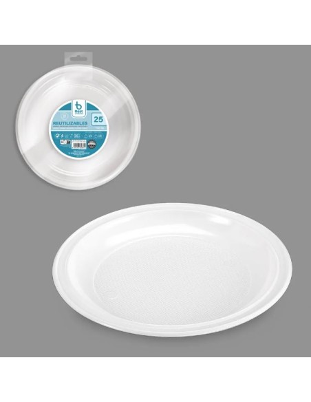 S/25 PLATO 22CM BLANCO LLANO REUTILIZABLE