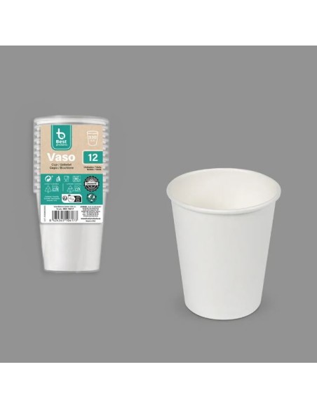 S/12 VASO CARTÓN BLANCO 330 CC