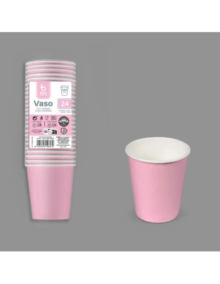 S/24 VASO 200CC CARTON ROSA BABY