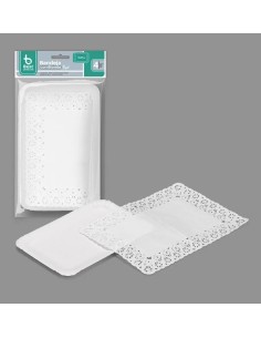 S/4 BANDEJA 14X21CM RECTANGULAR + BLONDA BLANCA