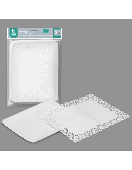 S/2 BANDEJA 22X28CM RECTANGULAR + BLONDA BLANCA