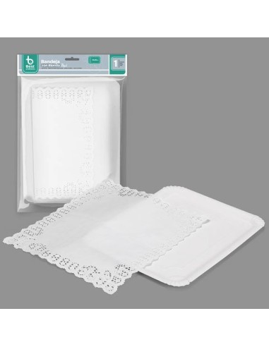 BANDEJA RECTANGULAR + BLONDA BLANCA 31 X 38 CM