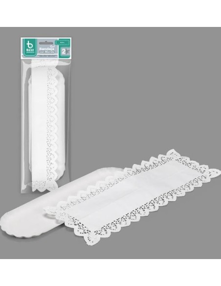 S/2 BANDEJA 10X36CM ALARGADA + BLONDA BLANCA